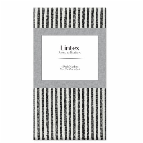 Lintex 4 Pack Ticking Stripe Napkins - Black/White Perspective: front