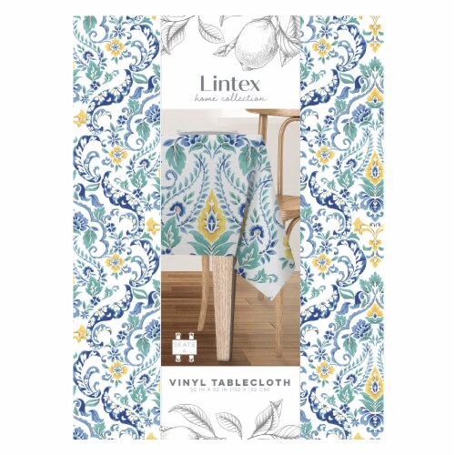 Lintex Laura Floral Vinyl Square Tablecloth Perspective: front
