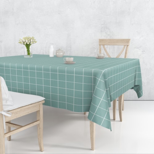 Lintex Teal Tablecloth Perspective: front