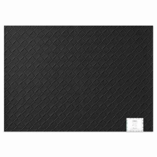 Lintex Woven Faux Leather Black Placemat Perspective: front