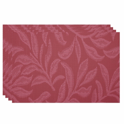 Lintex 4 Pack Red Leaves Textilene Placemat Perspective: front