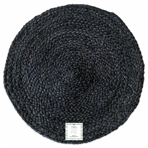 Lintex Black Jute Round Placemat Perspective: front