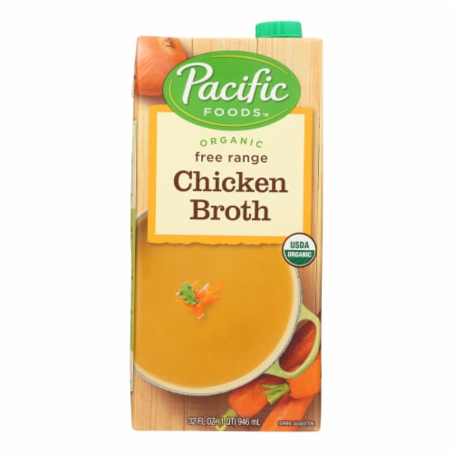 Pacific Natural Foods Chicken Broth - Free Range - Case of 12 - 32 Fl oz. Perspective: front