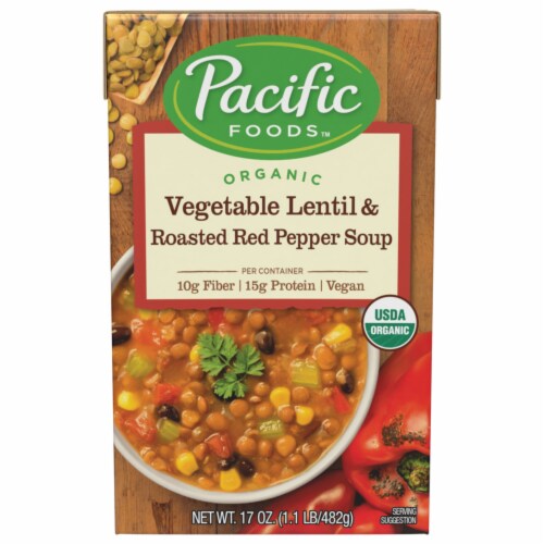 Pacific Foods™ Organic Vegetable Lentil & Roasted Red Pepper Soup Perspective: front