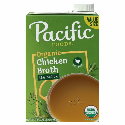 Pacific Foods® Low Sodium Organic Chicken Broth Value Size Perspective: front