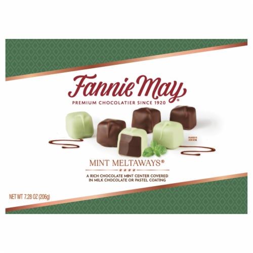 Fannie May® Mint Meltaways® Mint Centered Milk Chocolate With Pastel Coating Perspective: front