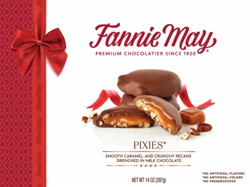 Fannie May Milk Chocolate Pixies Boxed Chocolate Perspective: front