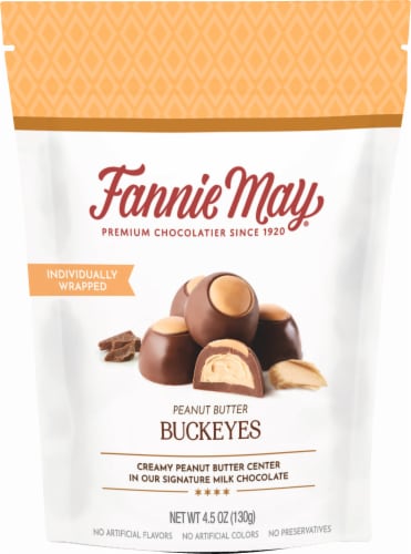 Fannie May Milk Chocolate Candy Peanut Butter Buckeyes Perspective: front