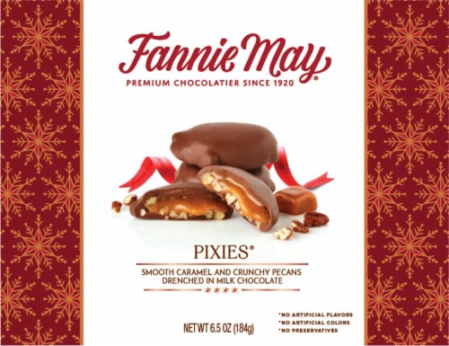 Fannie May® Holiday Pixies Chocolate Box Perspective: front