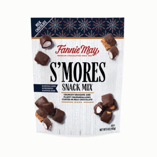 Fannie May Holiday Seasonal S'Mores Bag Snack Mix Perspective: front