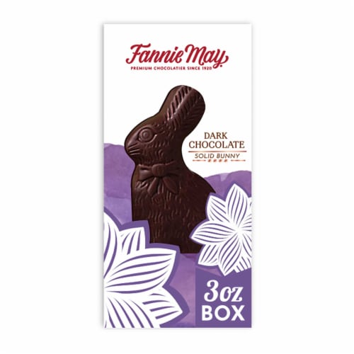 Fannie May, Solid Dark Chocolate Bunny Perspective: front