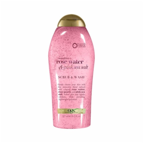 OGX® Rosewater & Pink Sea Salt Scrub & Wash Perspective: front