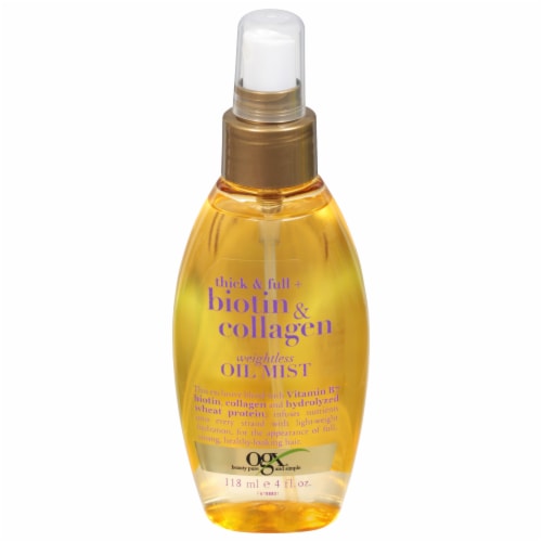 OGX® Thick & Full Biotin & Collagen Weightless Mist Hair Oil Perspective: front