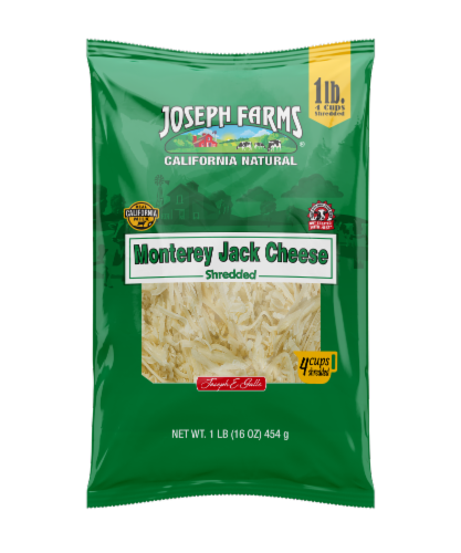 Joseph Farms® Natural Cheese Monterey Jack Shredded Cheese Perspective: front