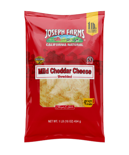 Joseph Farms® Shredded Mild Cheddar Cheese Perspective: front
