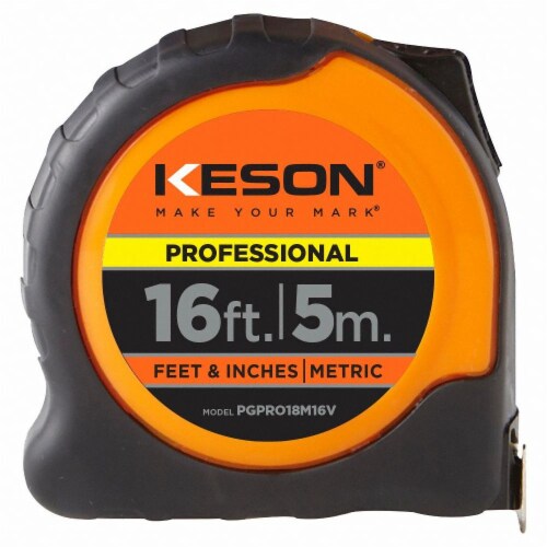 Keson Metric and SAE Tape Measure  PGPRO18M16V Perspective: front