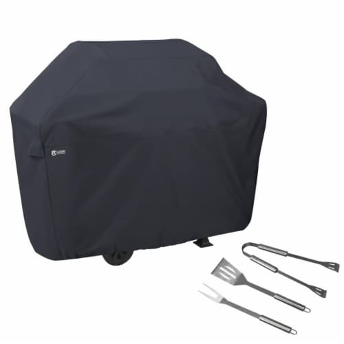 Classic Accessories 55-306-TOOL-EC BBQ Grill Cover with Tool Set - Grilling Spatula, Tongs & Perspective: front