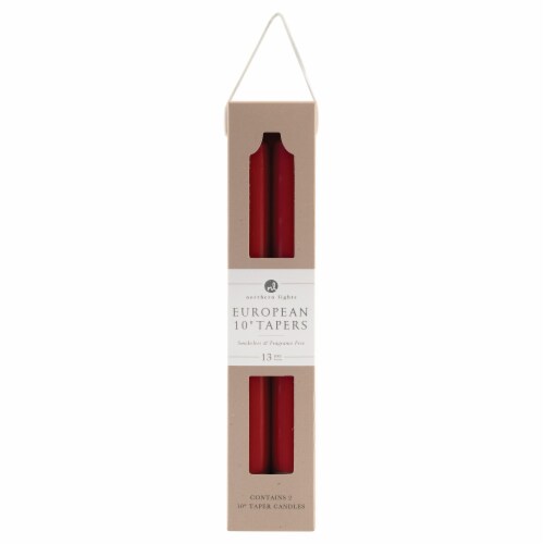 Northern Lights Crimson European 10 in Taper Candles Perspective: front