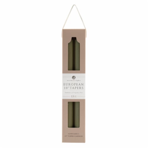 Northern Lights Moss Green 10 in Taper Candles Perspective: front