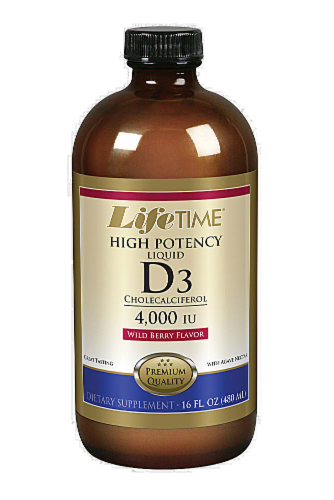 Lifetime® High Potency Wild Berry Vitamin D3 Liquid Supplement Perspective: front
