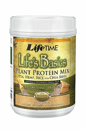 Lifetime's Lifes Basics Vanilla Plant Protein Mix Perspective: front