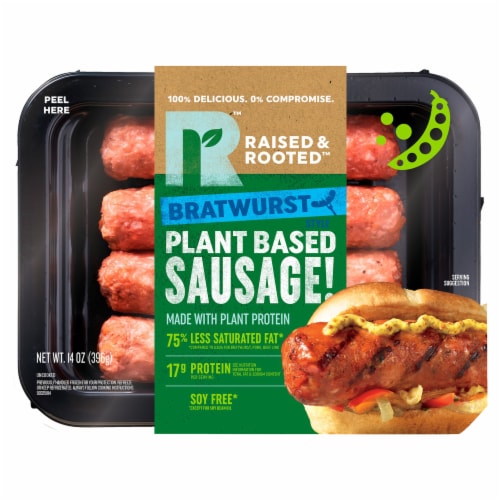 Raised & Rooted™ Bratwurst Style Plant Based Sausage Perspective: front