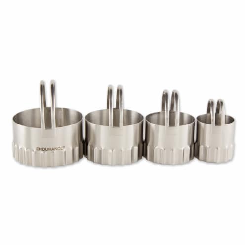 RSVP International Endurance® Biscuit Cutters - Round Rippled 4 Piece Perspective: front