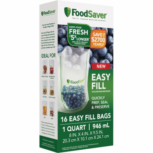 FoodSaver® Quart Easy Fill Bags Perspective: front