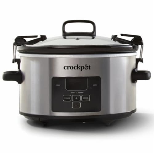 Crock-Pot 4 Quart Stainless Steel Cook & Carry Programmable Slow Cooker with Lid Perspective: front