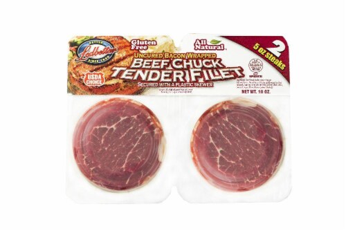 Ledbetter Uncured Bacon Wrapped Chuck Tender Filet Perspective: front