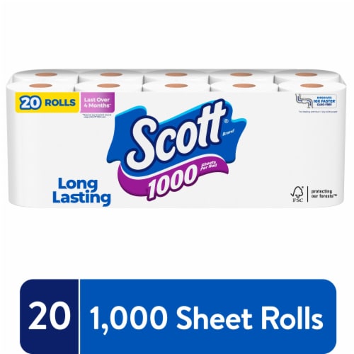 Scott 1000 Toilet Paper Regular Rolls 1 Ply Toilet Tissue Perspective: front