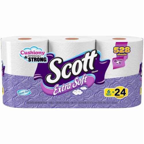 Scott Extra Soft Mega Roll Bath Tissue 6 Rolls Perspective: front