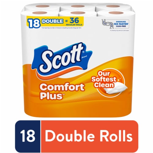 Scott ComfortPlus Toilet Paper Double Rolls 1 Ply Toilet Tissue Perspective: front