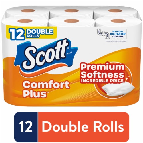 Scott Comfort Plus Toilet Paper Double Rolls 1 Ply Toilet Tissue, 12 ct ...