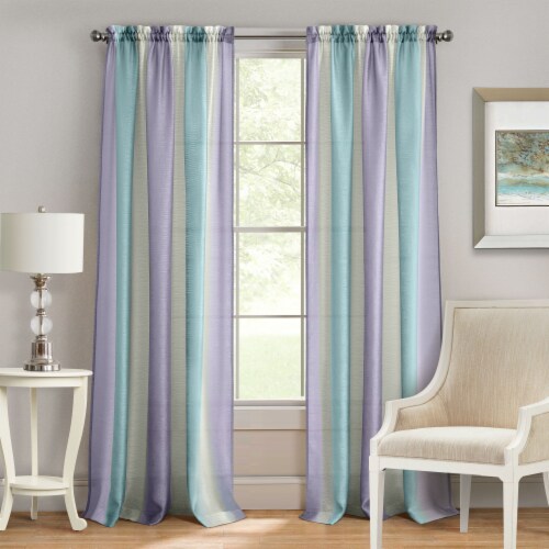 Lilac/Turquoise 50x84 Spectrum Rod Pocket Window Curtain Panel 