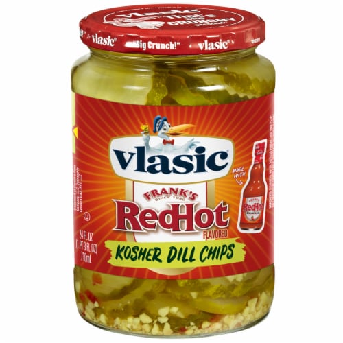 Vlasic Frank's Redhot Flavored Kosher Dill Chips Perspective: front
