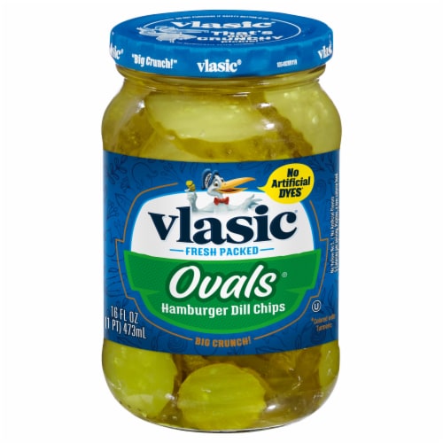 Vlasic® Ovals Hamburger Dill Pickle Chips Perspective: front