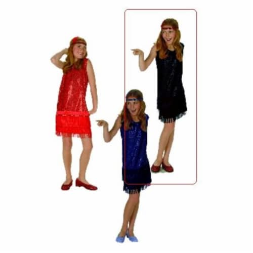 RG Costumes 91148-BK-M Black Sequin Flapper Costume - Size Child-Medium Perspective: front