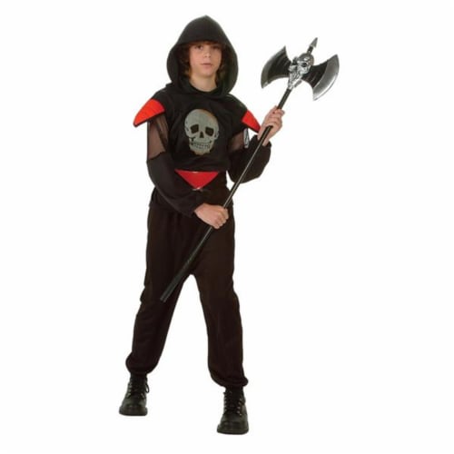 RG Costumes 90144-L Fatal Warrior Glow Skull Costume - Size Child-Large Perspective: front