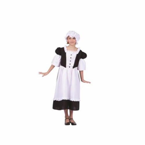 RG Costumes 91268-L Pilgrim Peasant Girl Child Costume, Large - Black & White Perspective: front