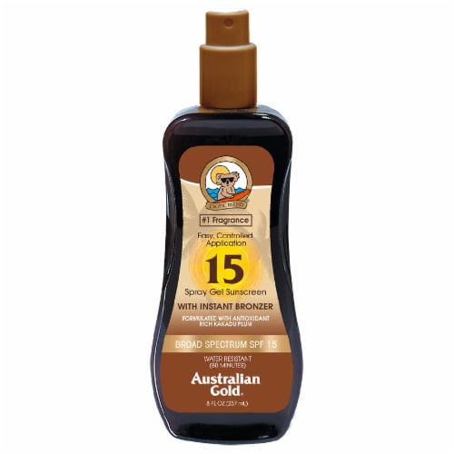 Australian Gold Spray Gel Sunscreen With Bronzer SPF 15 Perspective: front
