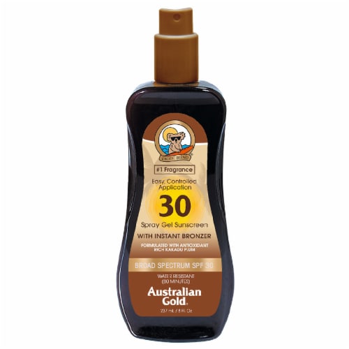 Australian Gold Spray Gel Sunscreen with Bronzer SPF 30 Perspective: front