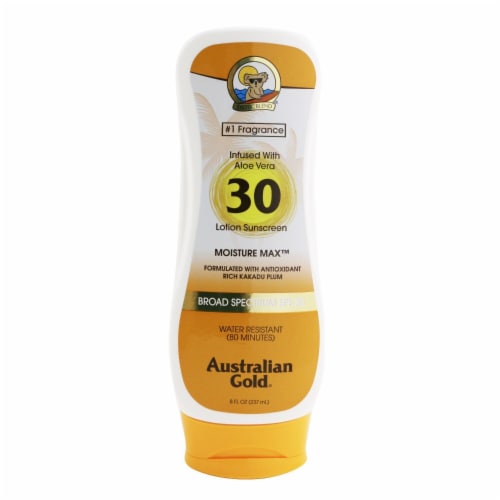 Skråstreg Kilimanjaro jernbane Australian Gold Moisture Max Lotion Sunscreen SPF 30, 8 fl oz - Ralphs