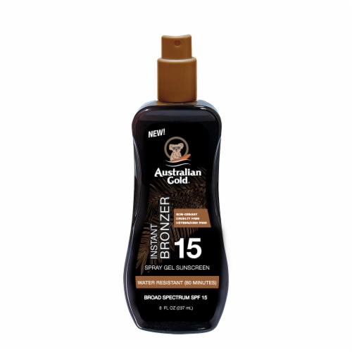 Australian Gold Instant Bronzer Spray Gel Sunscreen SPF 15 Perspective: front