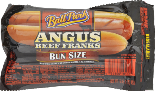 Ball Park Bun Size Angus Beef Franks Perspective: front