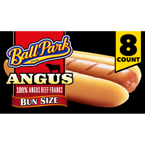 Ball Park Bun Length Angus Beef Hot Dogs Perspective: front