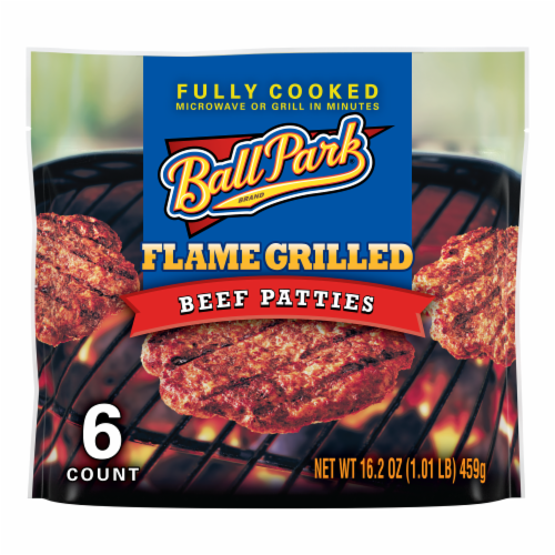 Ball Park Fully-Cooked Flame Grilled Original Beef Patties Frozen Perspective: front