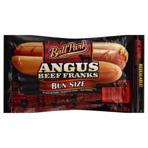 Ball Park Bun Size Angus Beef Franks Perspective: front