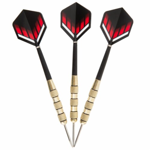 Unicorn D71807 Steel Tipped 100 Dart Set, Black, Red & White - Pack of 3 Perspective: front