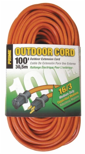 Prime 100' Outdoor Extension Cord - Orange Perspective: front